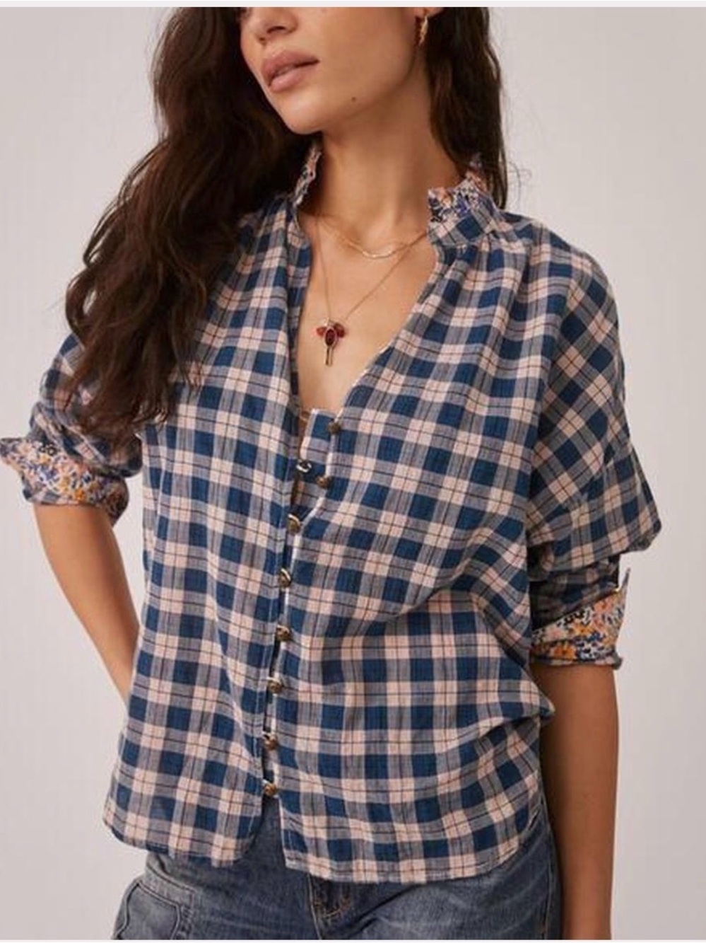 Anthropologie Pilcro Tavi Plaid Button Down Blouse XS